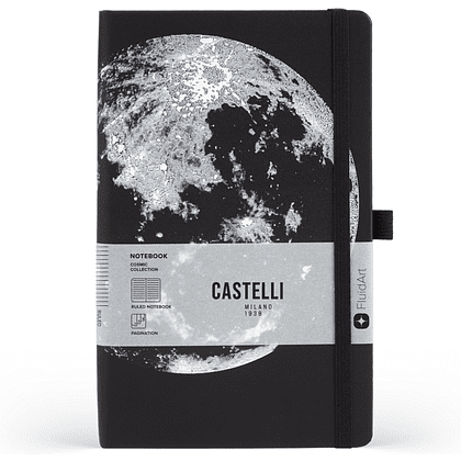 Блокнот "Cosmic moon", А5, 96 листов, линейка, на резинке, черный - 2