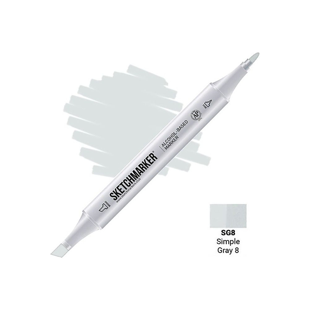 Маркер перманентный двусторонний "Sketchmarker", SG8 серый простой №8