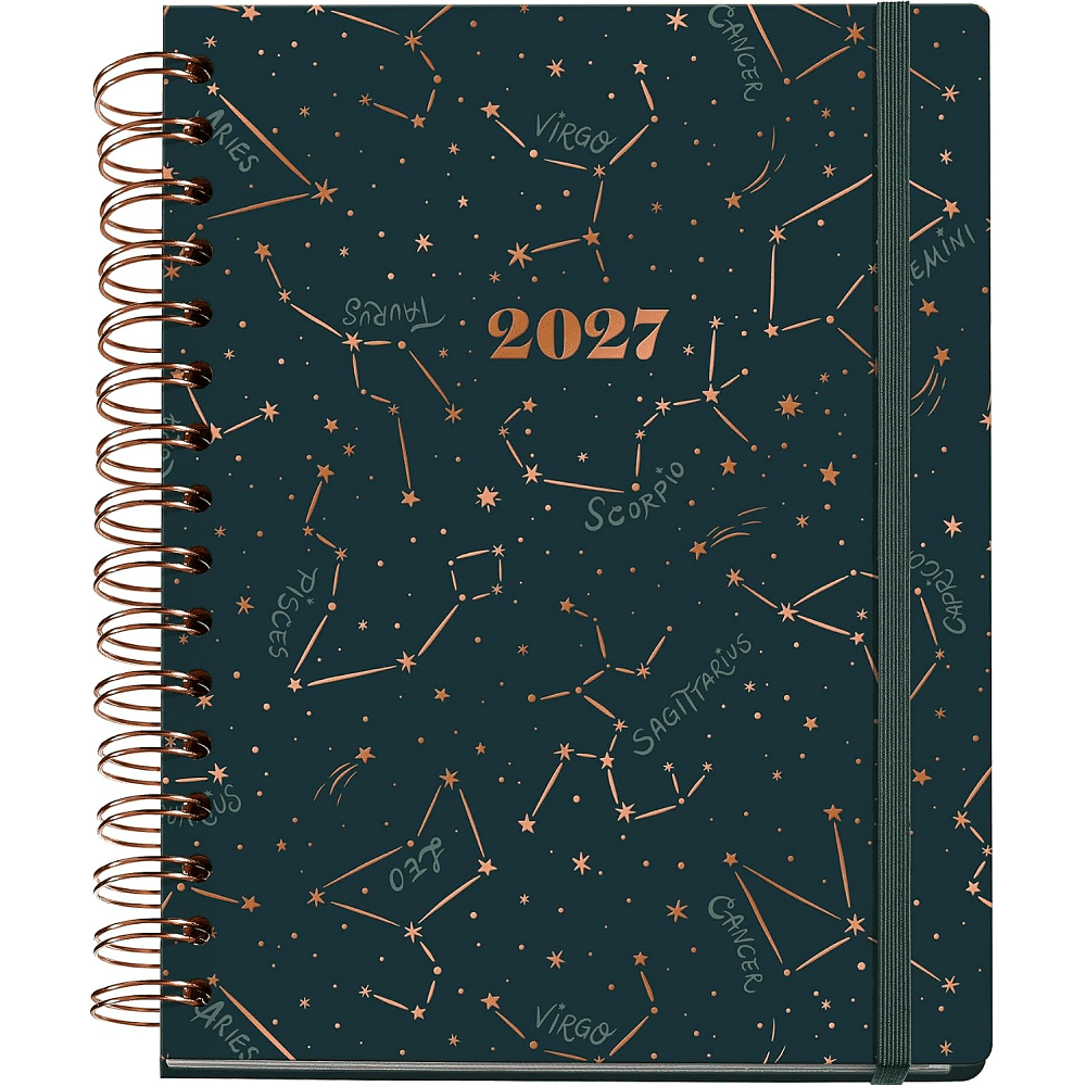 Ежедневник датированный "Constellations" на 2027 год, A5, на резинке, зеленый