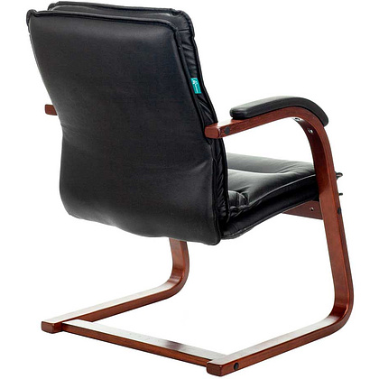 Стул для посетителей Бюрократ "T-9927WALNUT-AV", кожа, дерево, черный - 4