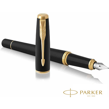 Ручка перьевая "Parker Urban Muted Black GT", F, черный, золотистый, патрон синий