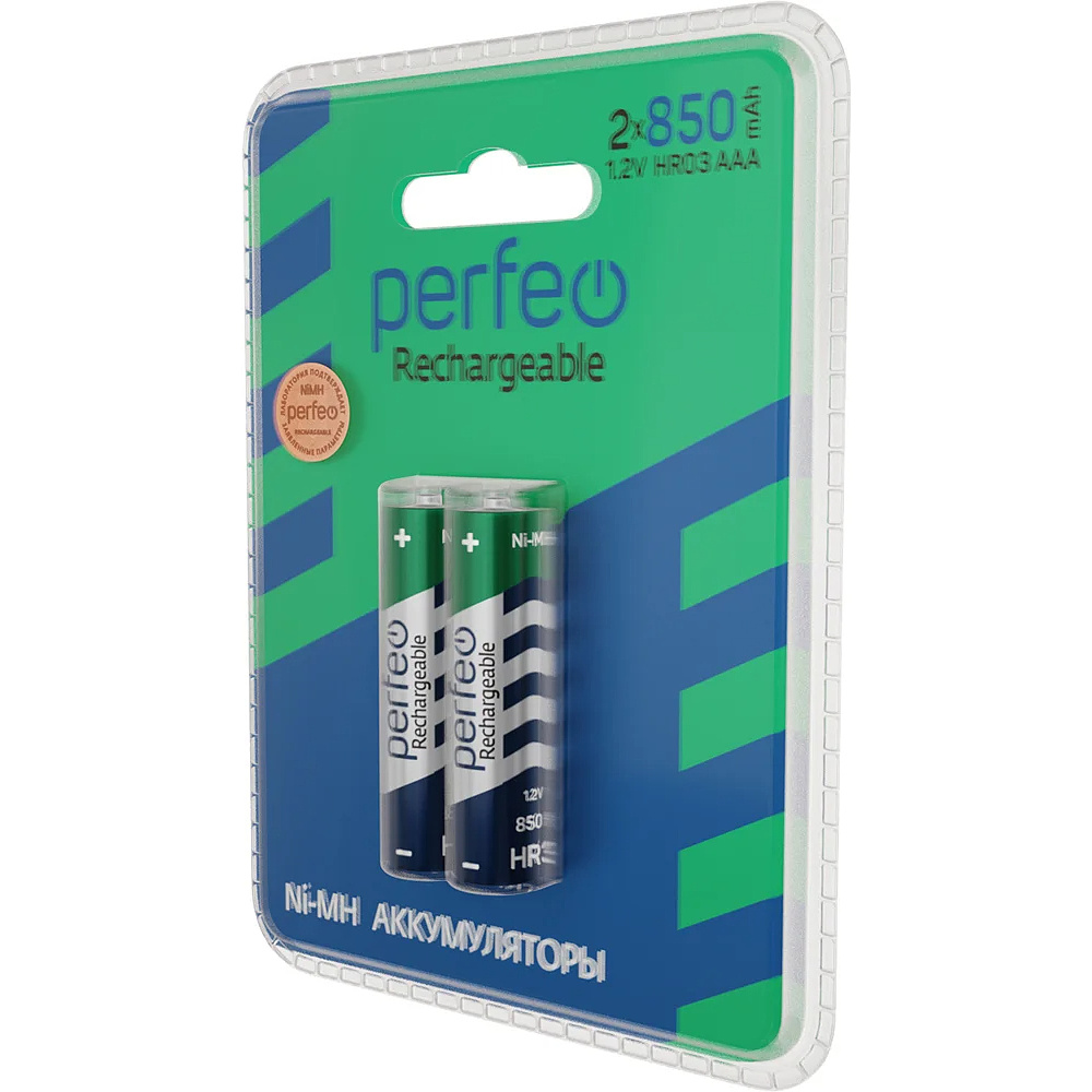 Аккумуляторные батарейки Perfeo AAA850mAh/2BL, 2 шт. - 3