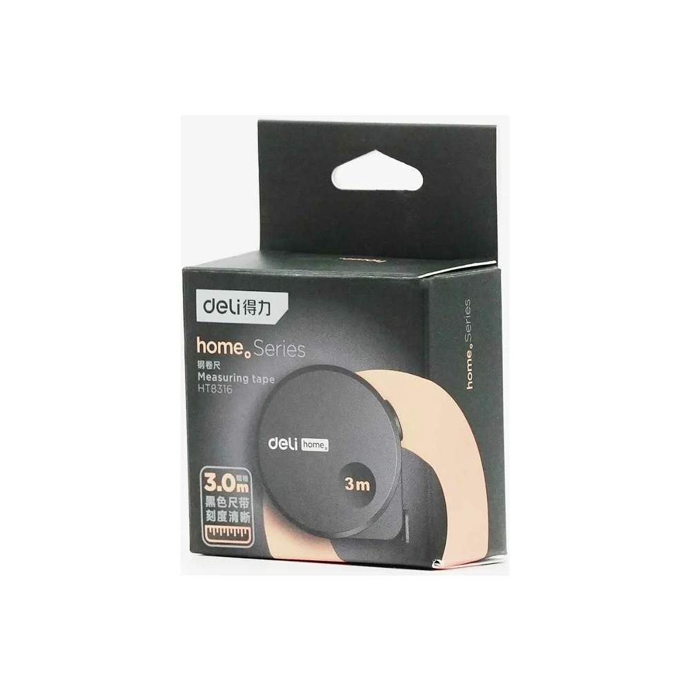 Рулетка Deli HS EHT8316, 3 м х 16 мм, Soft Touch, черный - 9