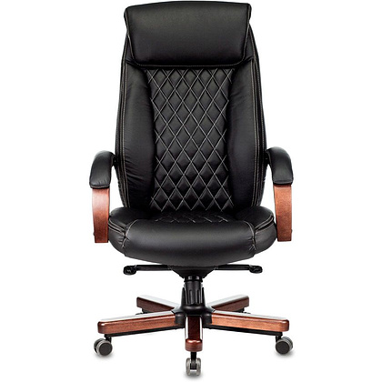 Кресло руководителя Бюрократ "T-9924WALNUT", кожа, металл, дерево, черный - 2