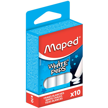 Мелки для доски круглые Maped "White Peps", 10 шт, белый
