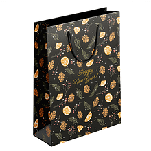 Пакет бумажный подарочный "Шишки", 32х49х12 см
