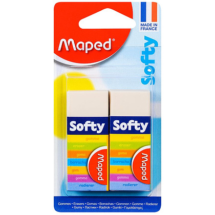 Ластик Maped "Softy", 2шт, белый, блистер, (029840)