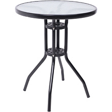 Стол садовый VERONA, 600х600х730 мм, сталь, черная, закаленное стекло 5мм