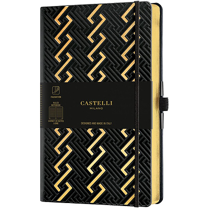 Блокнот Castelli Milano "Roman Gold", А5, 96 листов, линейка, черный, золотой