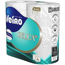 Бумага туалетная Veiro Delicate, 4 рулона, 3 слоя, белый
