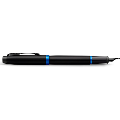 Ручка перьевая Parker "IM Vibrant Rings F315 Marine Blue PVD", F, черный, синий, патрон синий - 4