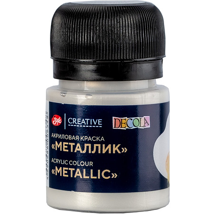 Краска акриловая металлик "Декола", 961 светлое серебро, 20 мл., банка
