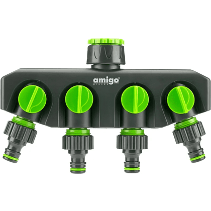 Разделитель потоков Amigo Grande "79817", 3/4-1", 4-х канальный, пластик, черный, зеленый - 4
