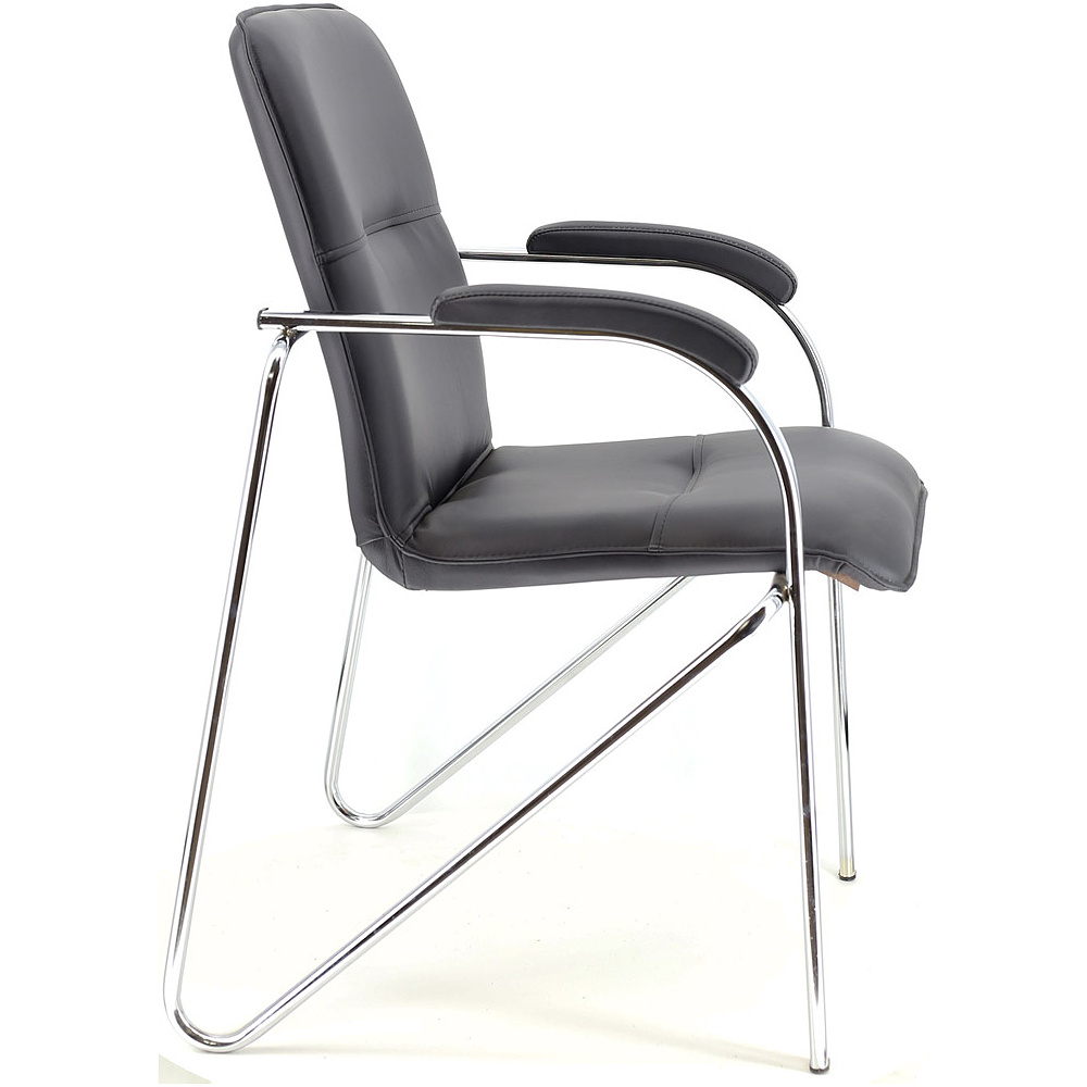 Стул для посетителей EVERPROF "Samba Chrome", хром, кожзам, черный  - 3