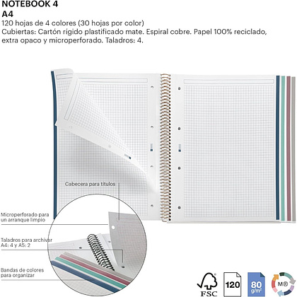 Тетрадь Miquelrius "Sweet Fruits Lemons", А4, 120 листов, клетка, желтый - 3