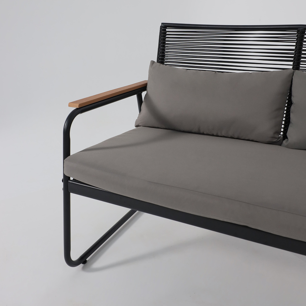 Комплект мебели садовой AksHome GARDENIA (кресло  2 шт, диван 1 шт, стол 1 шт), черный - 25