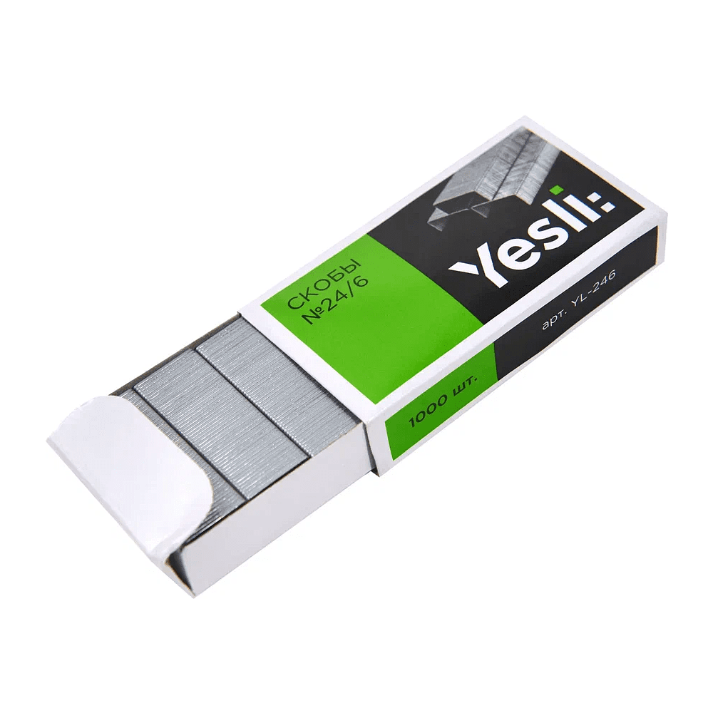 Скоба "Yesli:", 24/6, 1000 шт, металлик