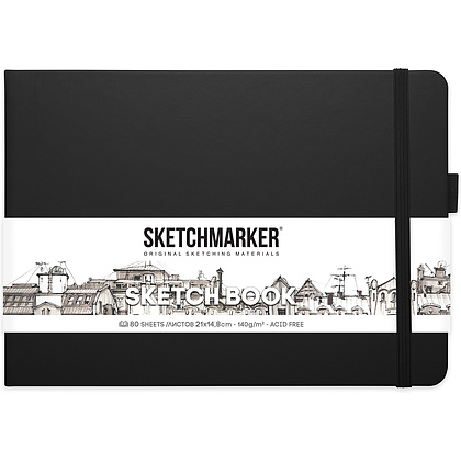 Скетчбук "Sketchmarker", 21x14.8 см, 140 г/м2, 80 листов, черный пейзаж
