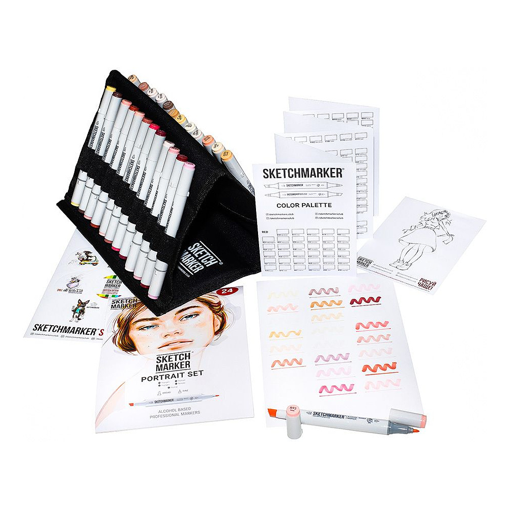Набор маркеров перманентных двусторонних "Sketchmarker Portrait Set", 24 шт. - 2
