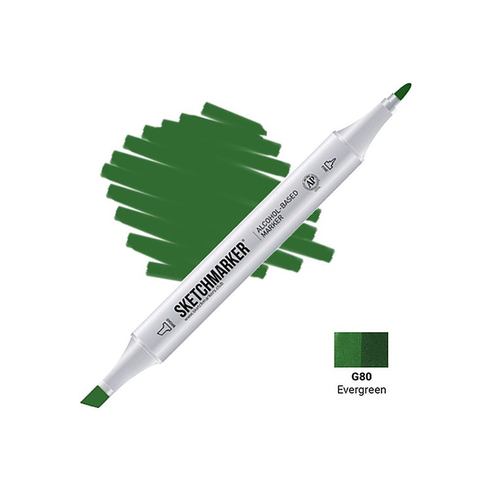 Маркер перманентный двусторонний "Sketchmarker", G80 вечнозеленый