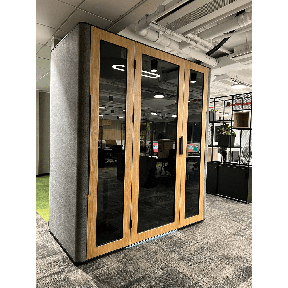 Акустическая кабина двухместная Capsula DUO NEW Comfort, глухая стенка, светлый войлок - 2