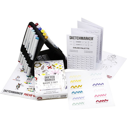 Набор маркеров перманентных двусторонних "Sketchmarker Basic 2", 12 шт. - 2