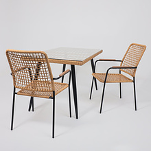 Кресло садовое AksHome BERGAMO, PE искусственный ротанг, черный, коричневый