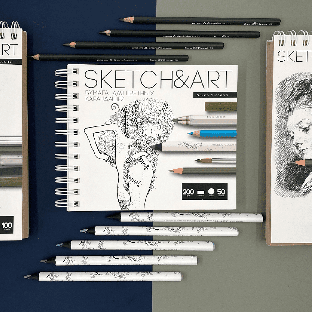 Скетчбук "Sketch&Art", 18х15.5 см, 200 г/м2, 50 листов, на спирали, для цветных карандашей - 5