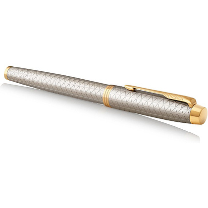 Ручка перьевая "Parker IM Warm Silver GT", F, серебристый, золотистый, патрон синий - 2