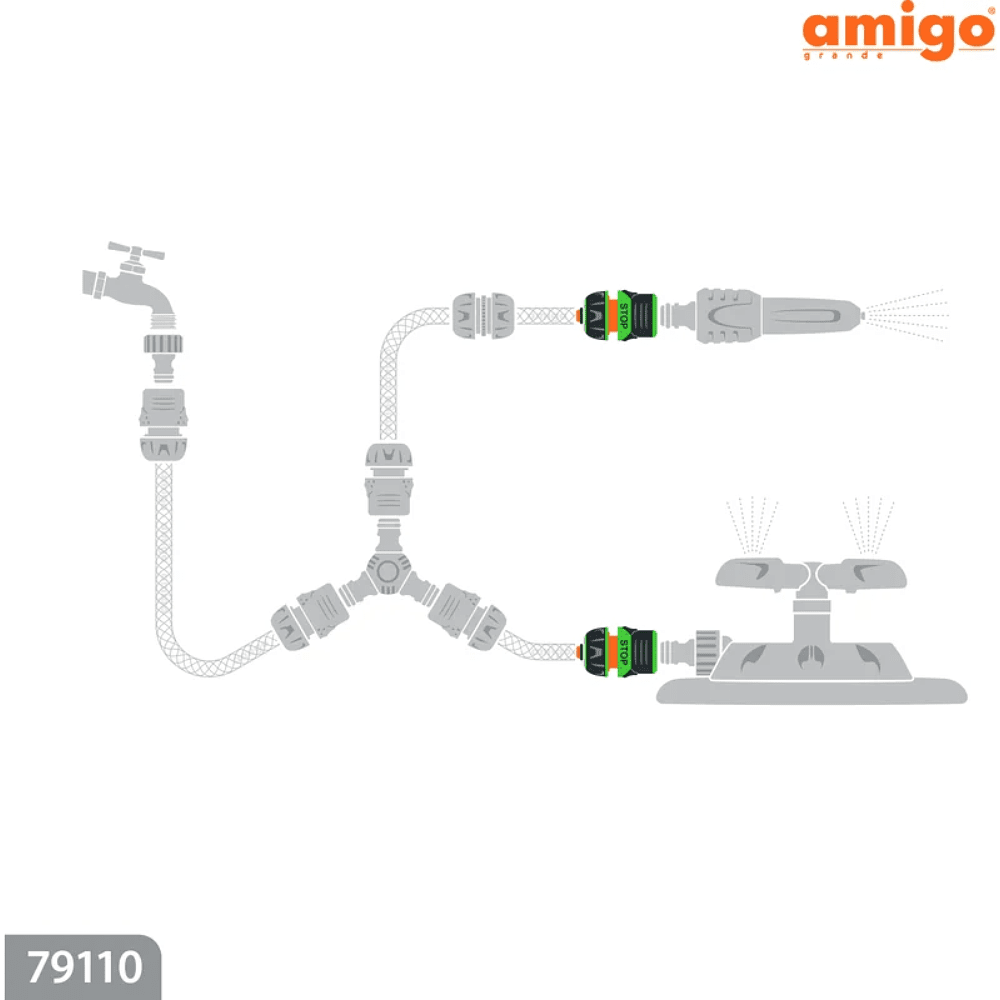 Коннектор Amigo Grande "79110", 1/2", с аквастопом, пластик, серый, зеленый - 3