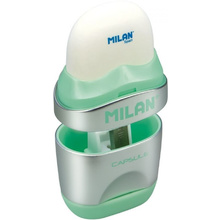 Ластик-точилка Milan "Capsule silv", 1 отверстие, с контейнером