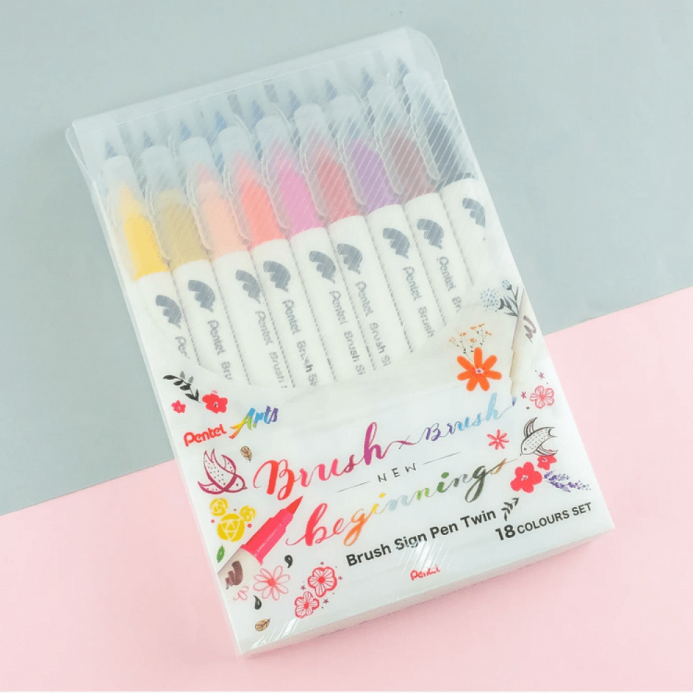Маркер-кисть "Brush Sign pen twin", 18 шт - 6