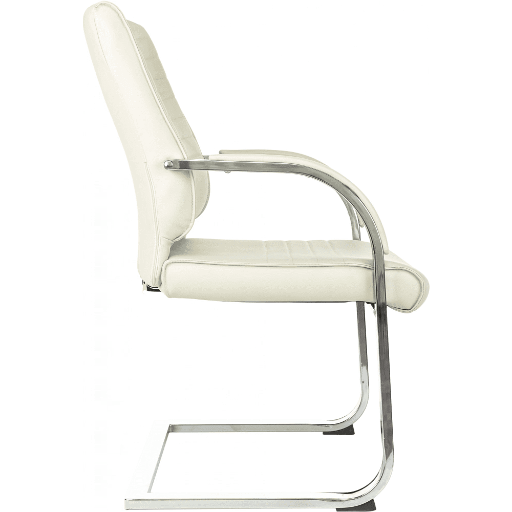 Кресло на полозьях "Бюрократ T-8010-LOW-V", экокожа, слоновая кость, металл хром - 3