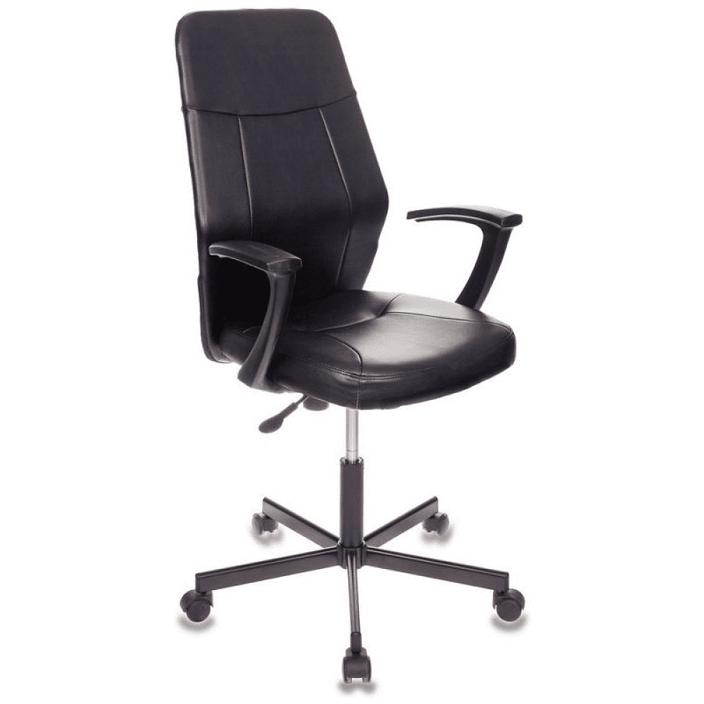 Кресло для персонала "Бюрократ CH-605", экокожа, металл, черный