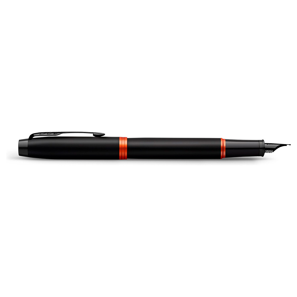 Ручка перьевая Parker "IM Vibrant Rings F315 Flame Orange PVD", F, черный, оранжевый, патрон синий - 4