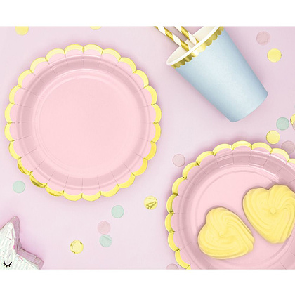 Тарелка бумажная, 18 см, 6 шт, светло-розовый - 3