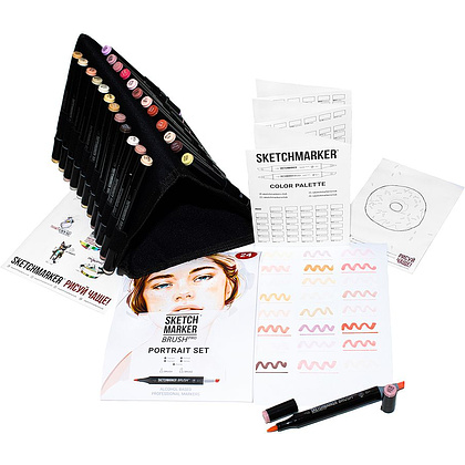 Набор маркеров перманентных двусторонних "Sketchmarker Brush Pro Portrait Set", 24 шт. - 2
