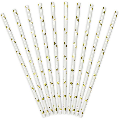 Трубочки бумажные, 19.5 см, 10 шт, золотистый - 2
