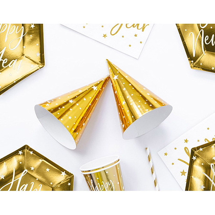 Колпаки праздничные "Звезды", золотистый - 2