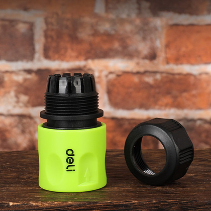 Соединитель-коннектор для шлангов Deli GS EDL8792, 1/2", быстросъемный, черный, зеленый - 4