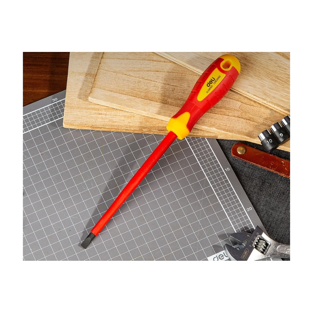 Отвертка диэлектрическая Deli YS EDL5161501, SL6,5х150 мм, желтый, красный - 3