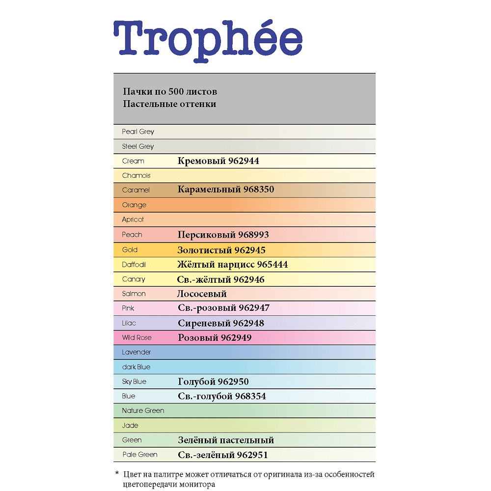 Бумага цветная "Trophée", А4, 500 листов, 80 г/м2, светло-желтый - 2
