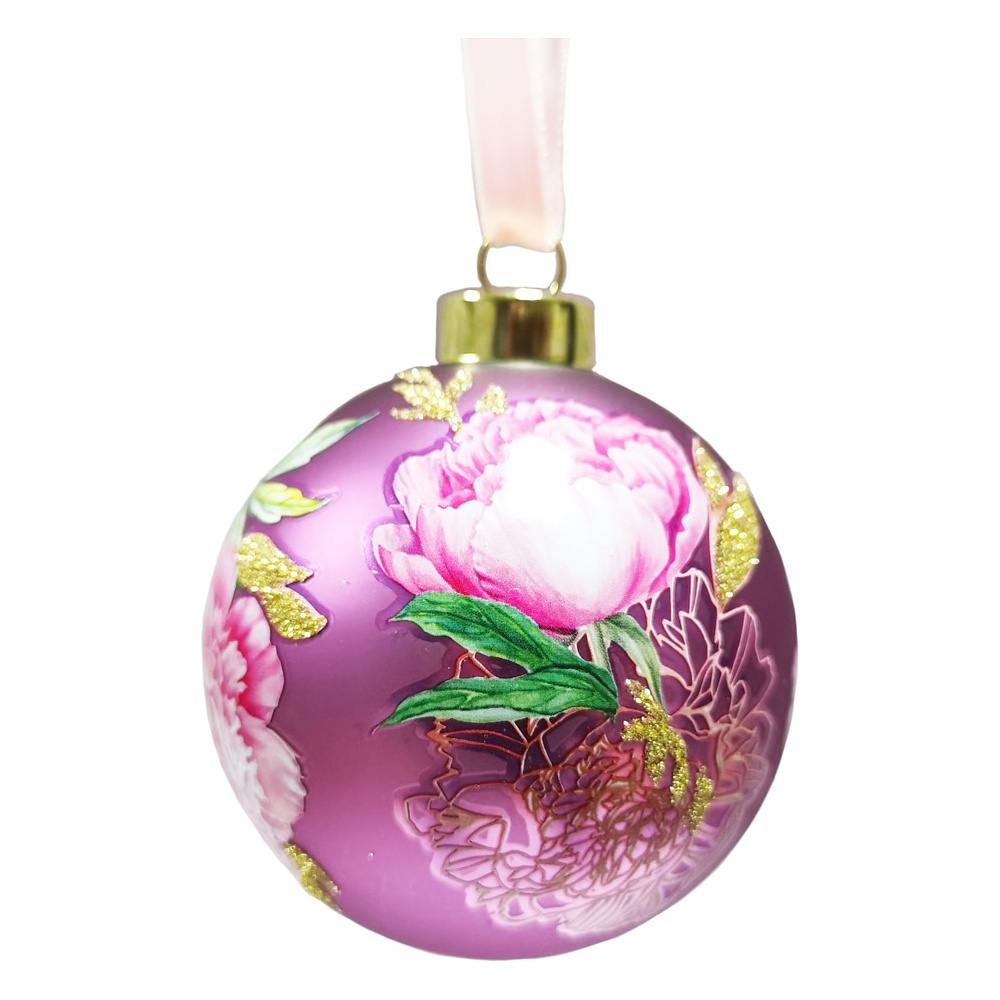 Шар елочный матовый "Ботаника", d8 см, 1 шт, сиреневый