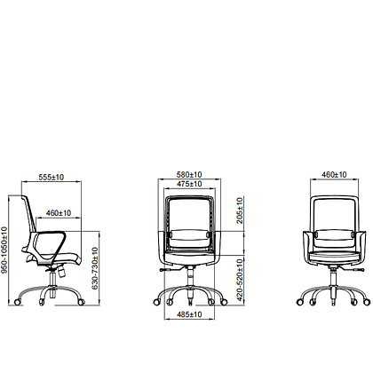 Кресло для персонала SitZone "U-0385 PL", ткань, пластик, черный, 2 шт/упак - 9