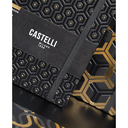 Блокнот Castelli Milano "Honeycomb Gold", А5, 96 листов, линейка, черный, золотой - 7