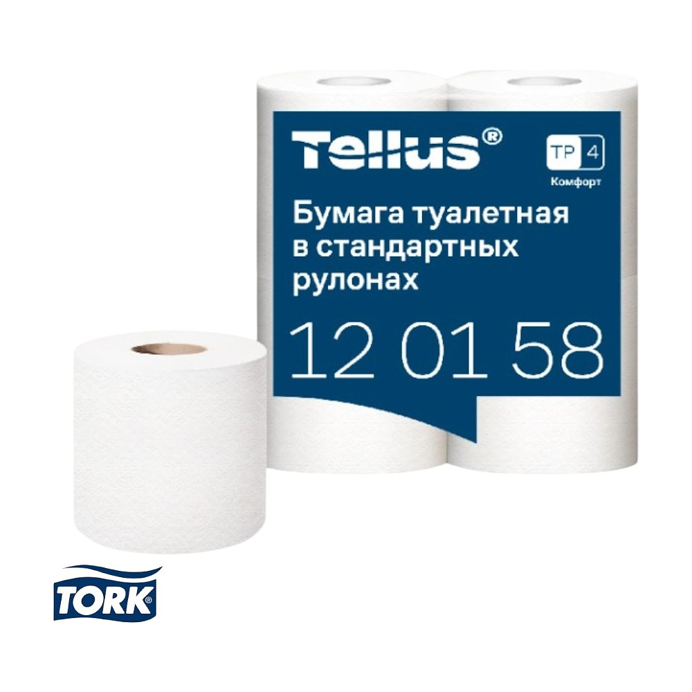 Бумага туалетная Tellus Комфорт, TP4, 4 рулона, 23 м., 2 слоя