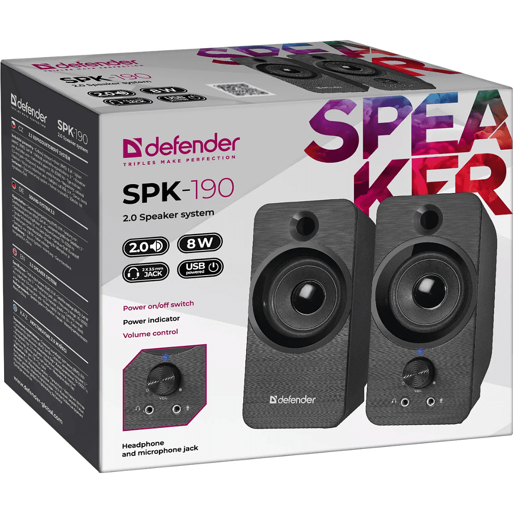 Акустическая система Defender SPK-190, 8 Вт, USB, черный  - 4