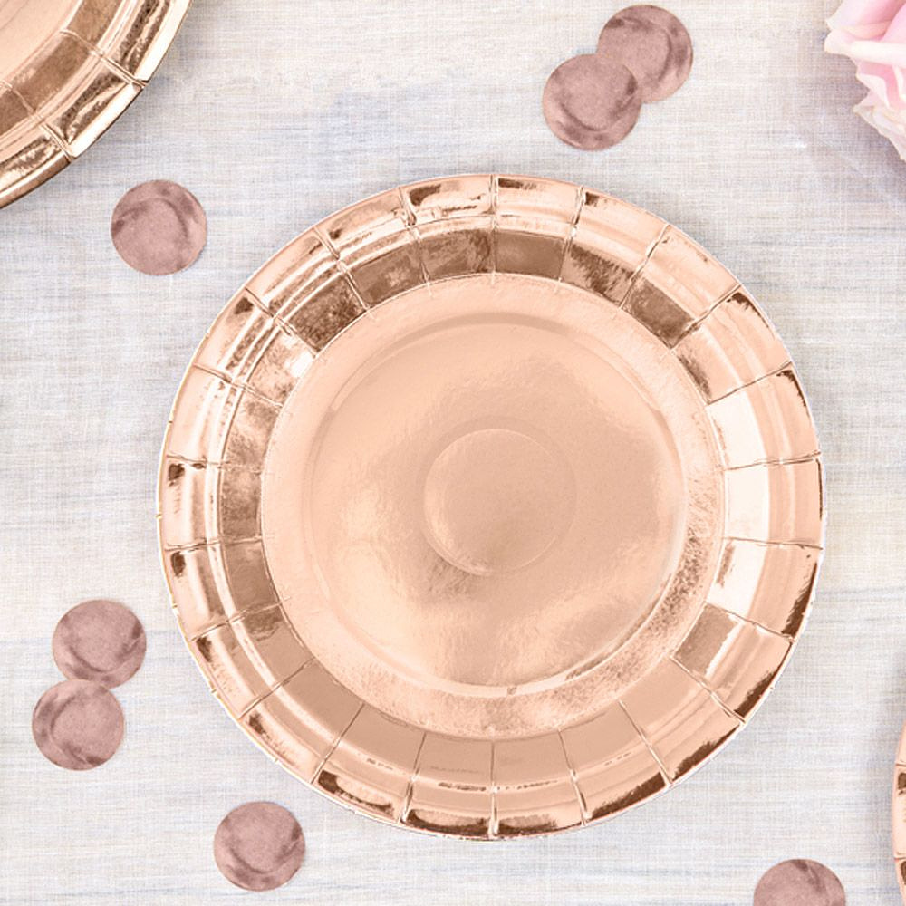 Тарелка бумажная, 18 см, 6 шт, розовое золото - 3