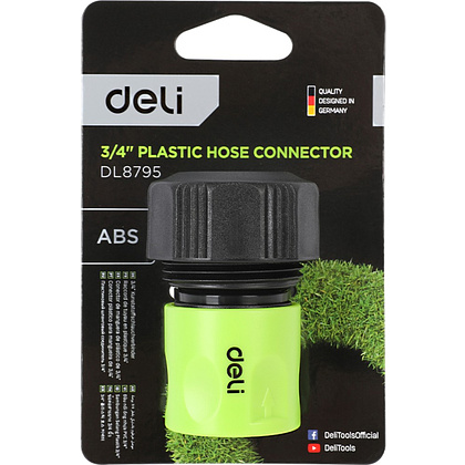 Соединитель-коннектор для шлангов Deli GS EDL8795, 3/4", быстросъемный, черный, зеленый - 3
