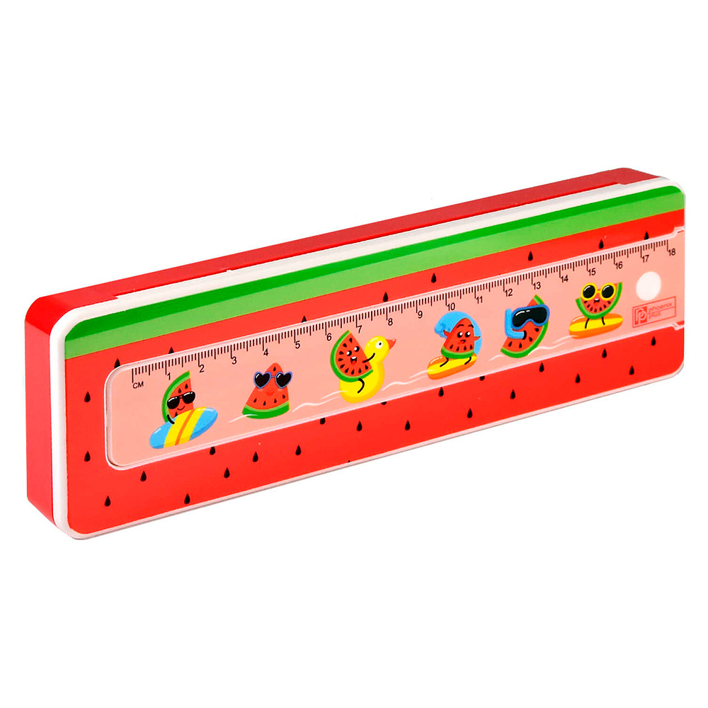 Пенал "Арбузы на отдыхе" с линейкой, 1 отделение